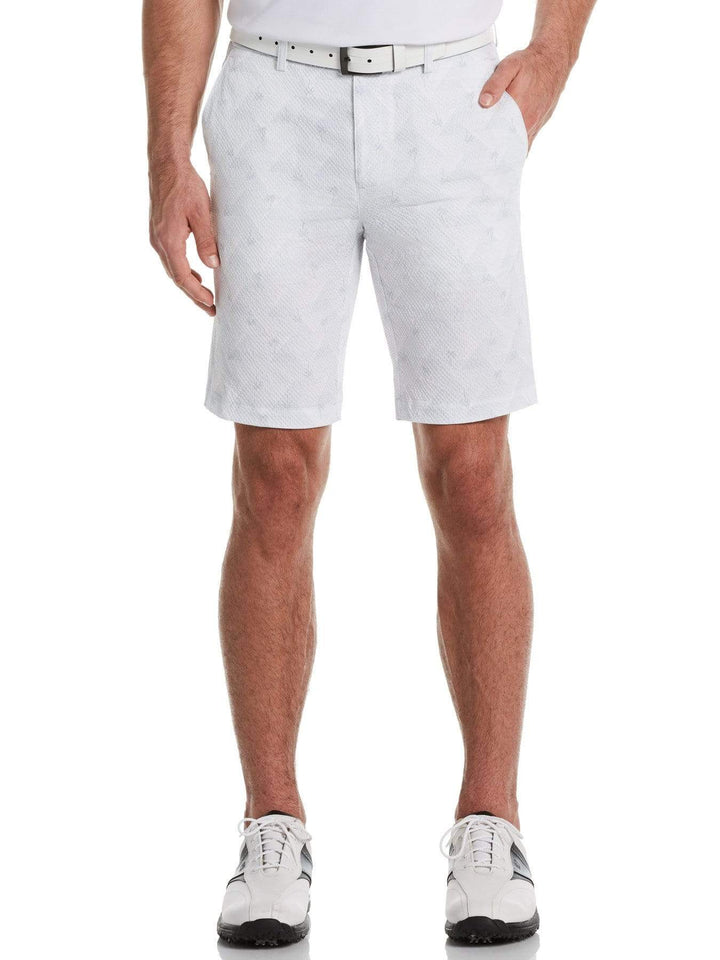 Men's Flat Front Seersucker Geometric Palm Print Golf Short