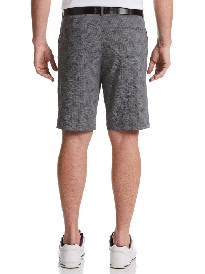 Men's Flat Front Seersucker Tropical Print Short