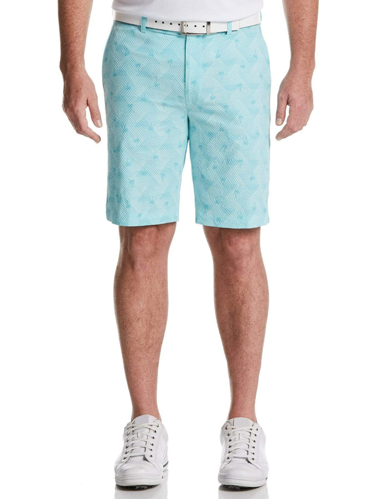 Men's Flat Front Seersucker Tropical Print Short