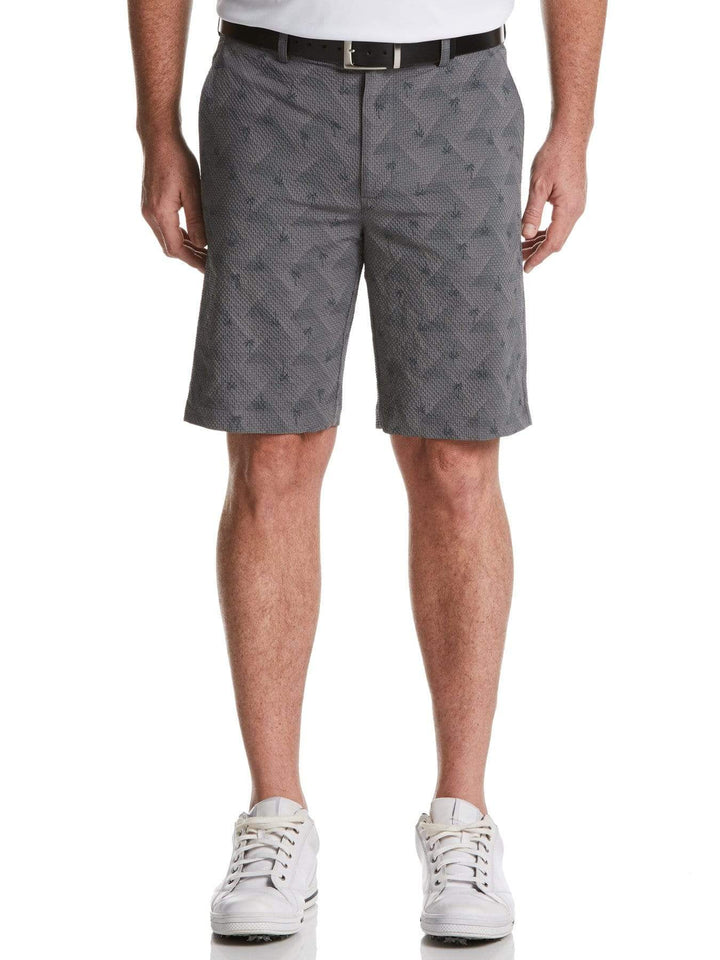 Men's Flat Front Seersucker Tropical Print Short