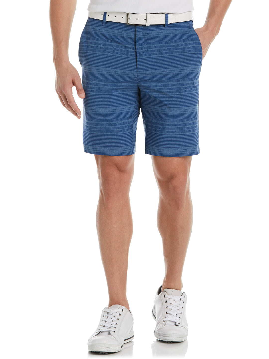 Flat Front Shadow Print 9" Golf Short (True Navy) 