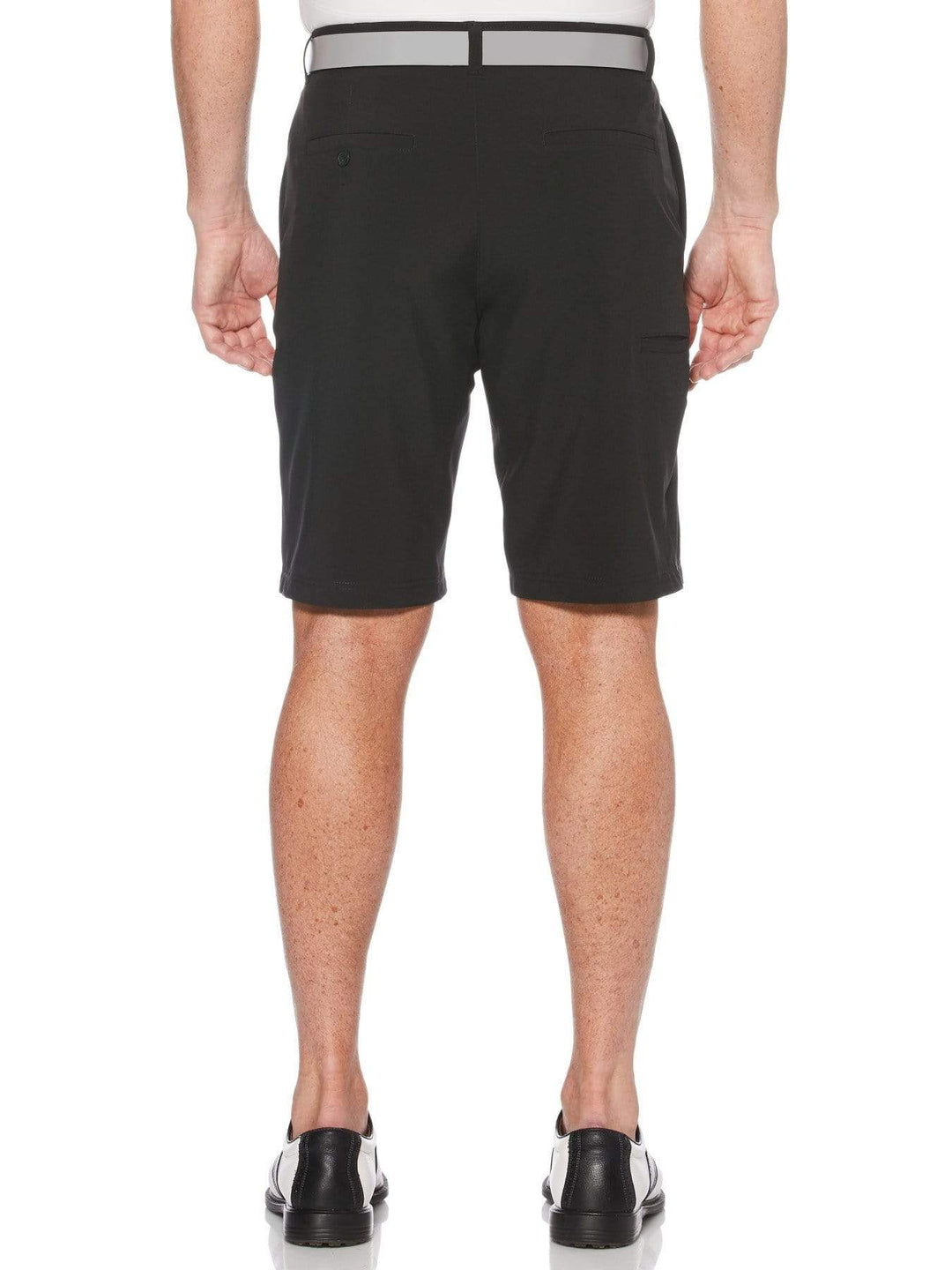 Flat Front Golf Short with Media Pocket (Black) 