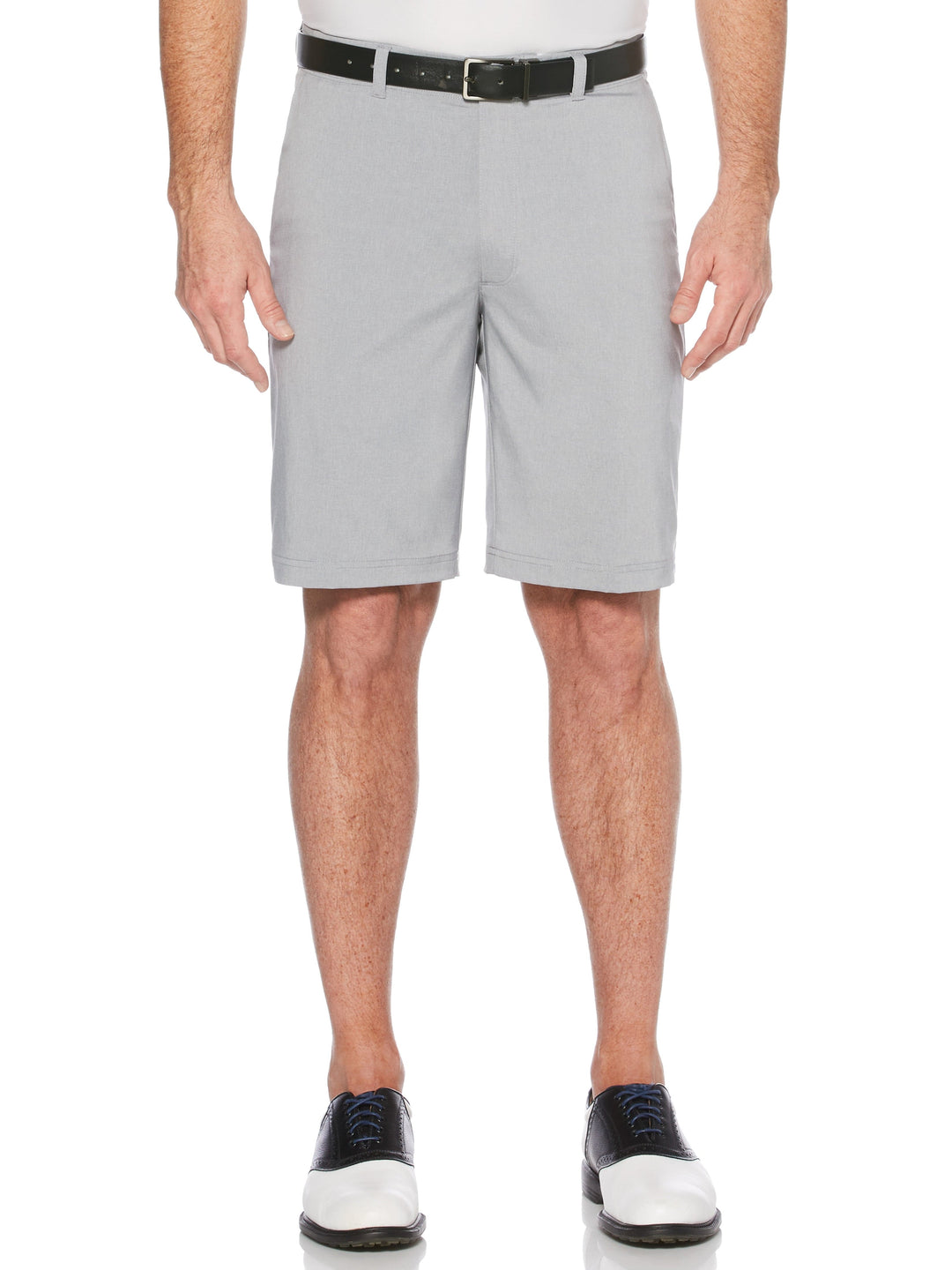 Flat Front Yarn Dye Heather Golf Short with Active Waistband (Sleet) 