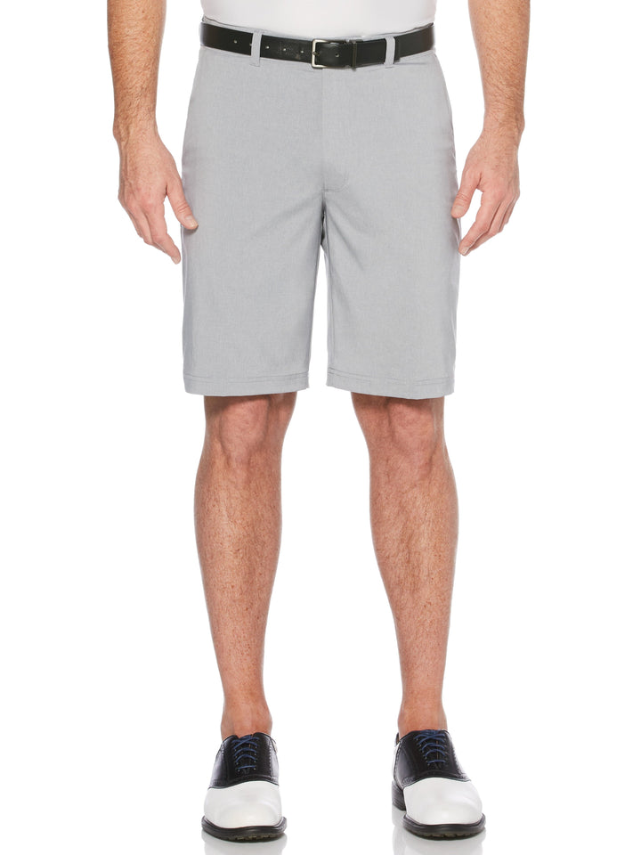 Flat Front Yarn Dye Heather Golf Short with Active Waistband (Sleet) 