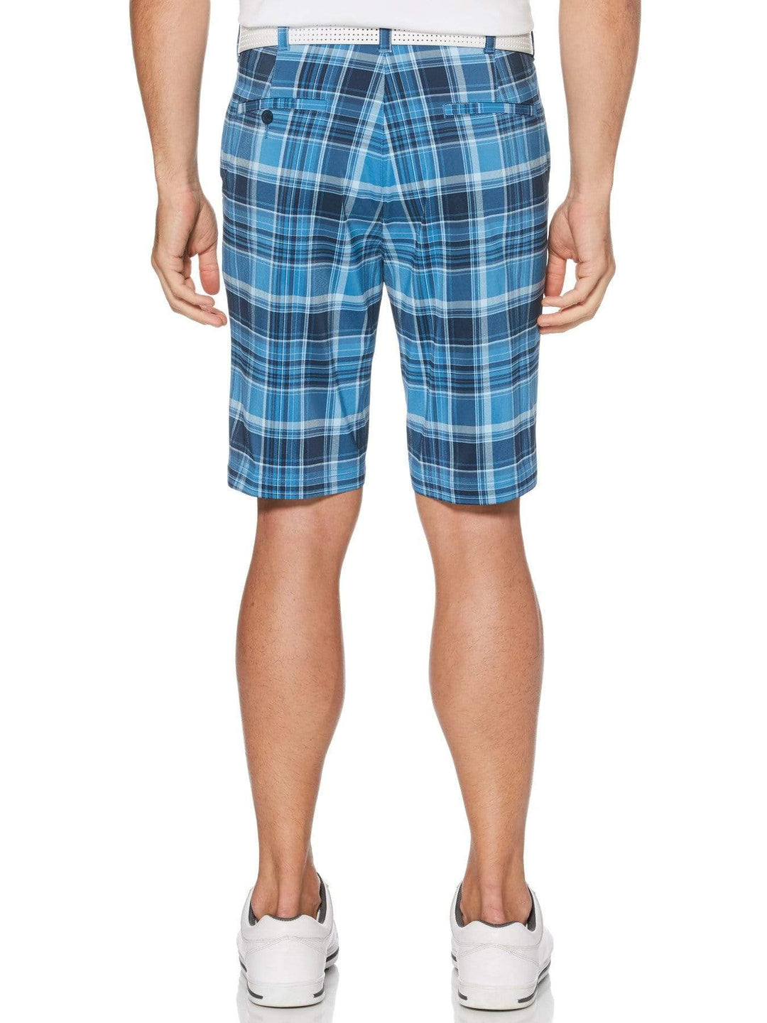 Men's Flat Front Yarn Dye Madras Golf Short with Active Waistband