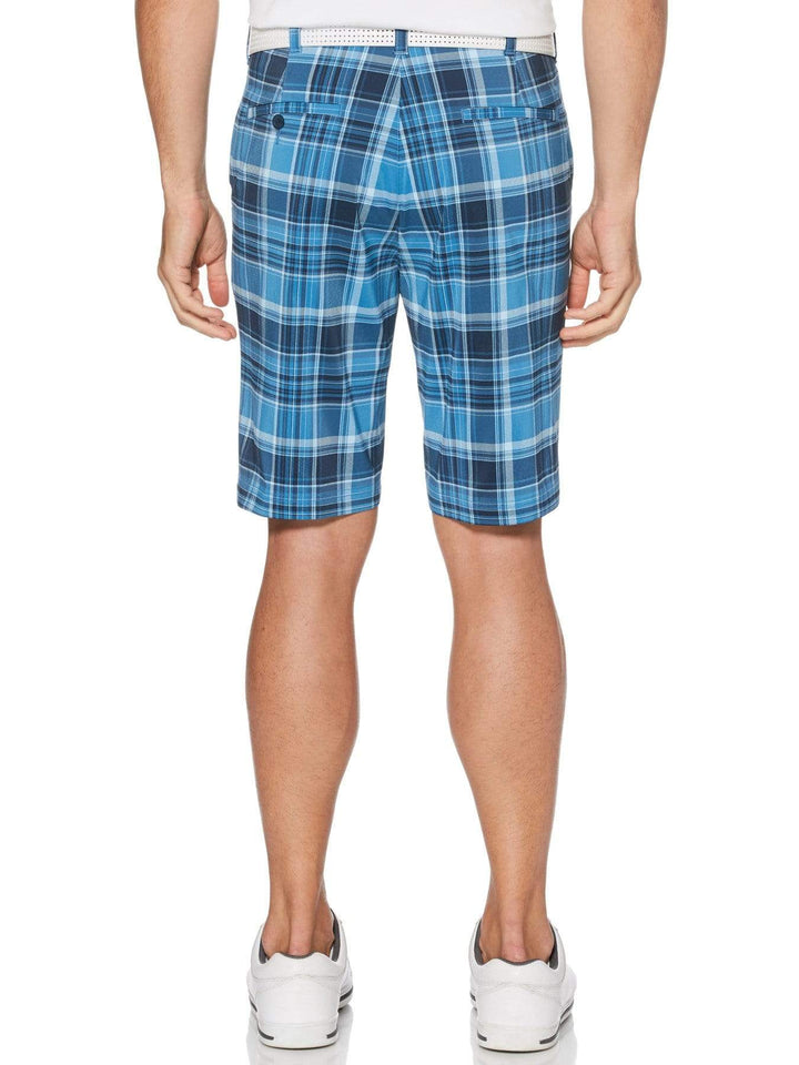 Men's Flat Front Yarn Dye Madras Golf Short with Active Waistband