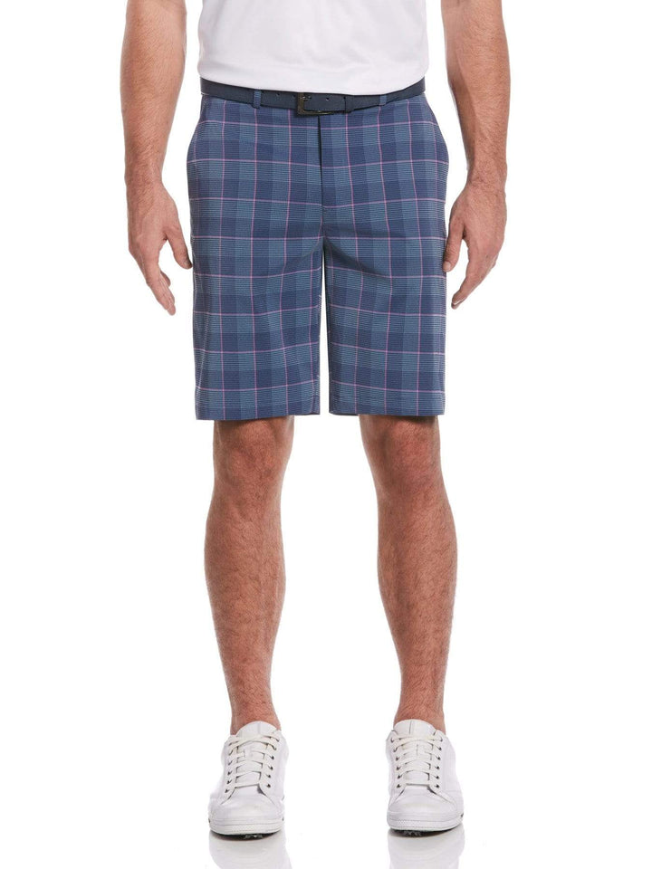 Men's Flat Front Yarn Dyed Stacked Print Golf Short