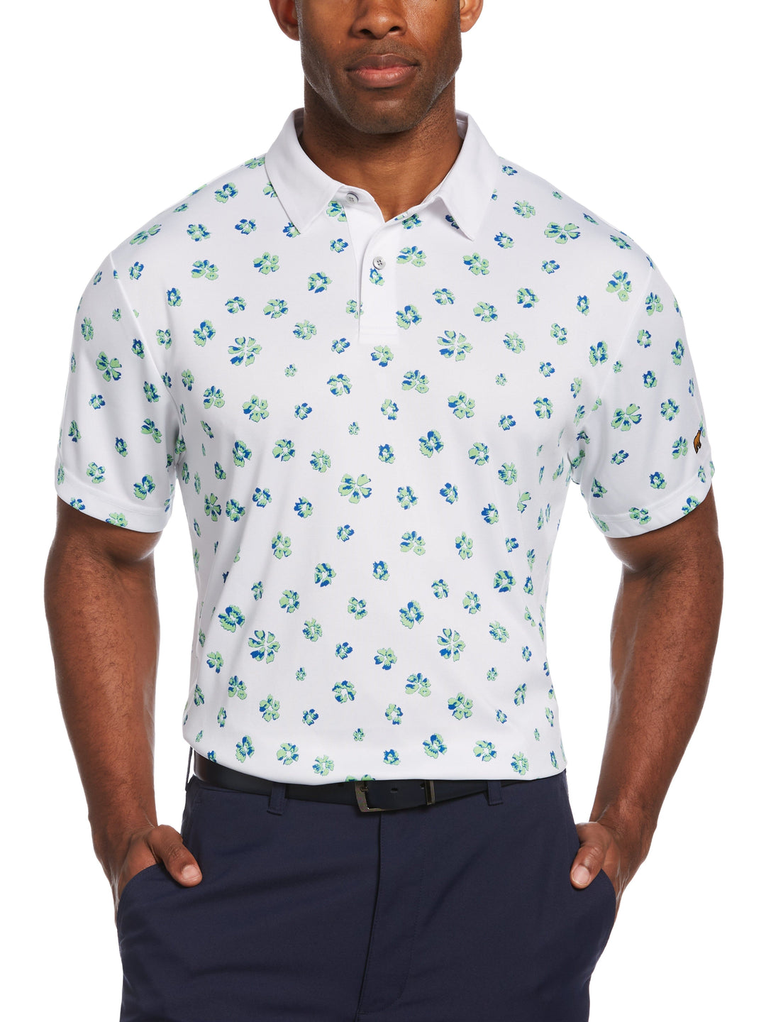 Foliage Printed Golf Polo (Bright White) 