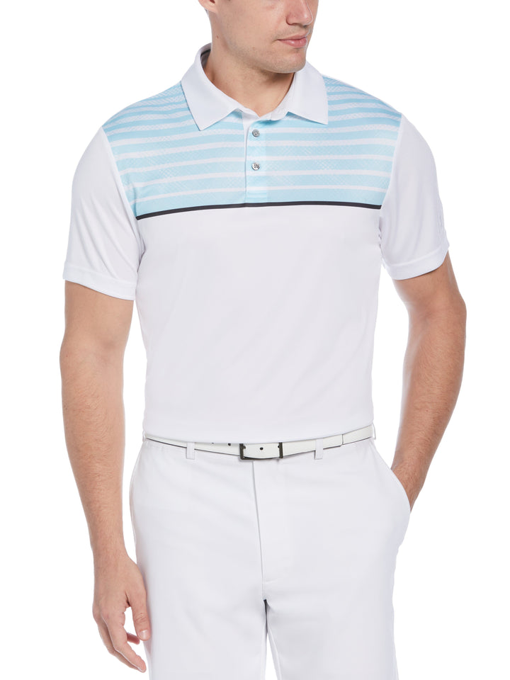 Geo Stripe Print Golf Polo (Bright White) 