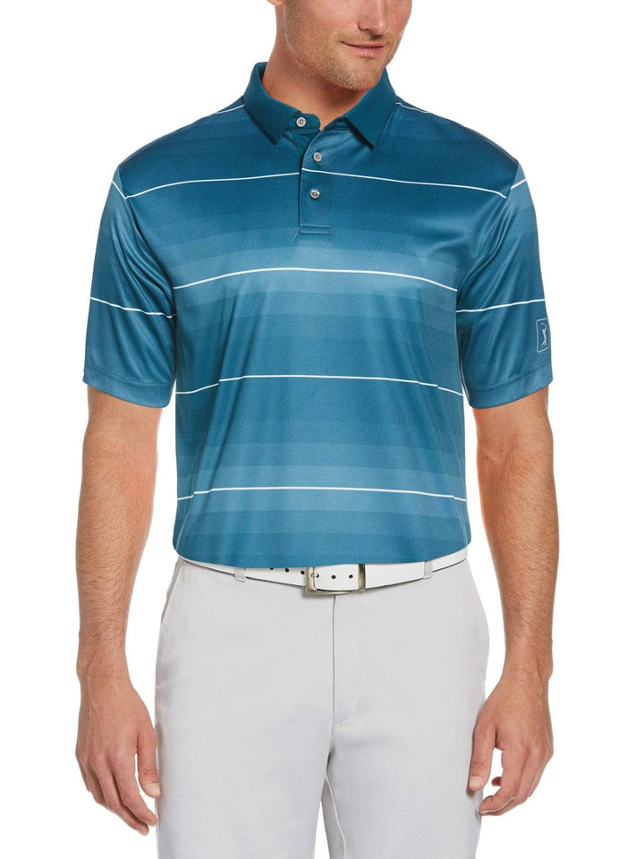 Men's Gradient Stripe Print Golf Polo