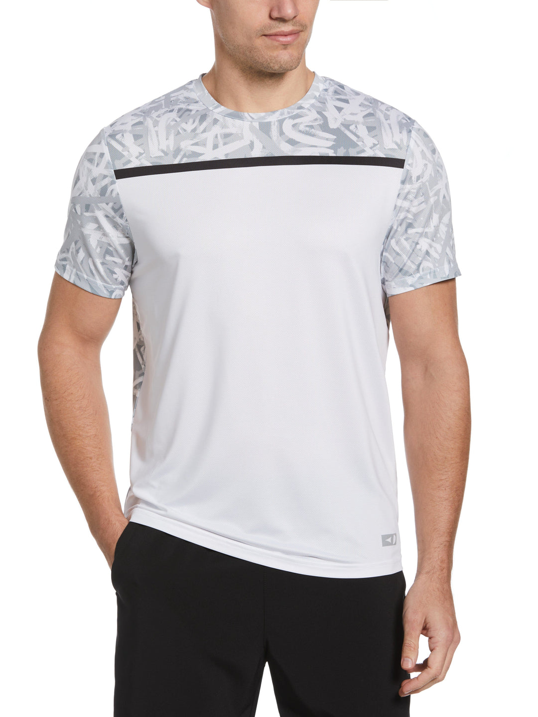Graffiti Print Block Tennis Crew (Bright White) 