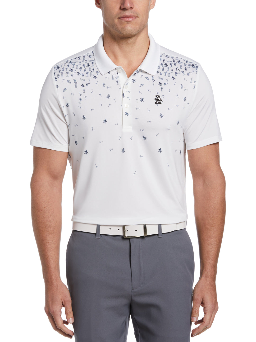 Happy Hour Print Golf Polo (Bright White/Pearl Bl) 