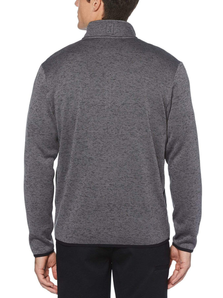 Men's Heather Fleece Back Quarter-Zip Sweater with Binding