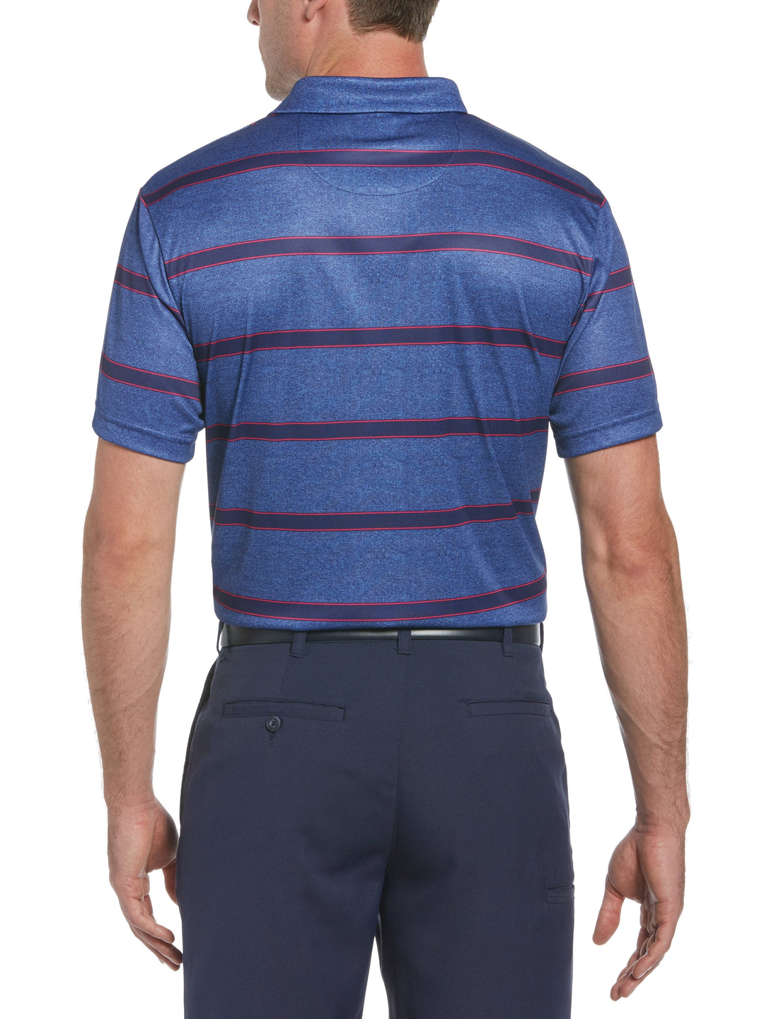 Men's Heather Stripe Print Golf Polo