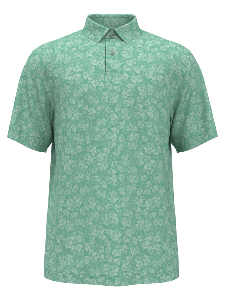Hibiscus Print Golf Polo (Dusty Jade Green) 