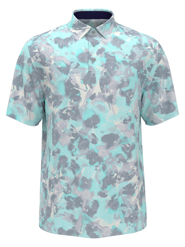 Hidden Floral Print Golf Polo (Bright White) 