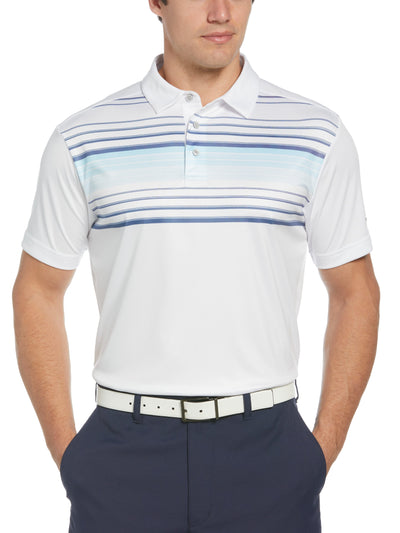 Horizon Stripe Printed Golf Polo (Bright White) 