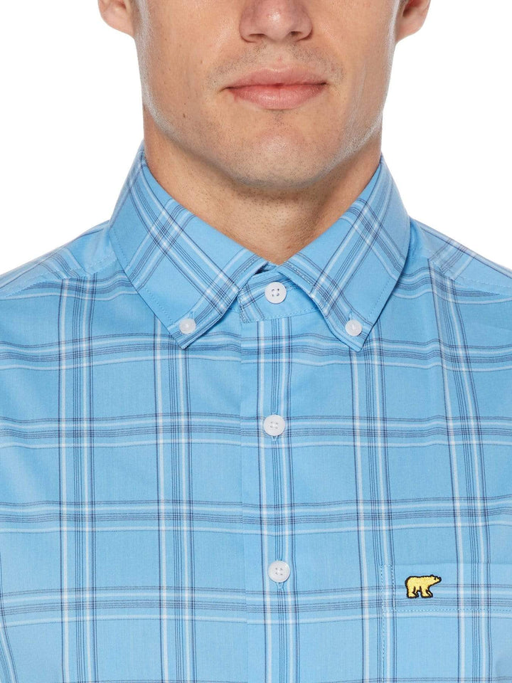 Men's Large Four Color Plaid Long Sleeve Button-Down Shirt