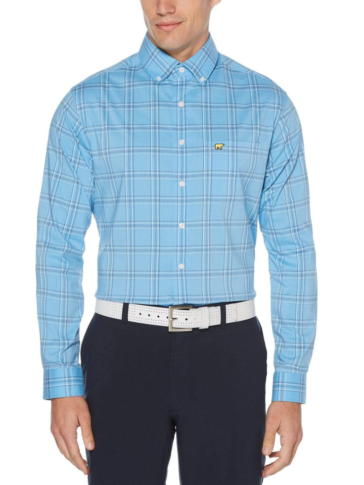 Men's Large Four Color Plaid Long Sleeve Button-Down Shirt