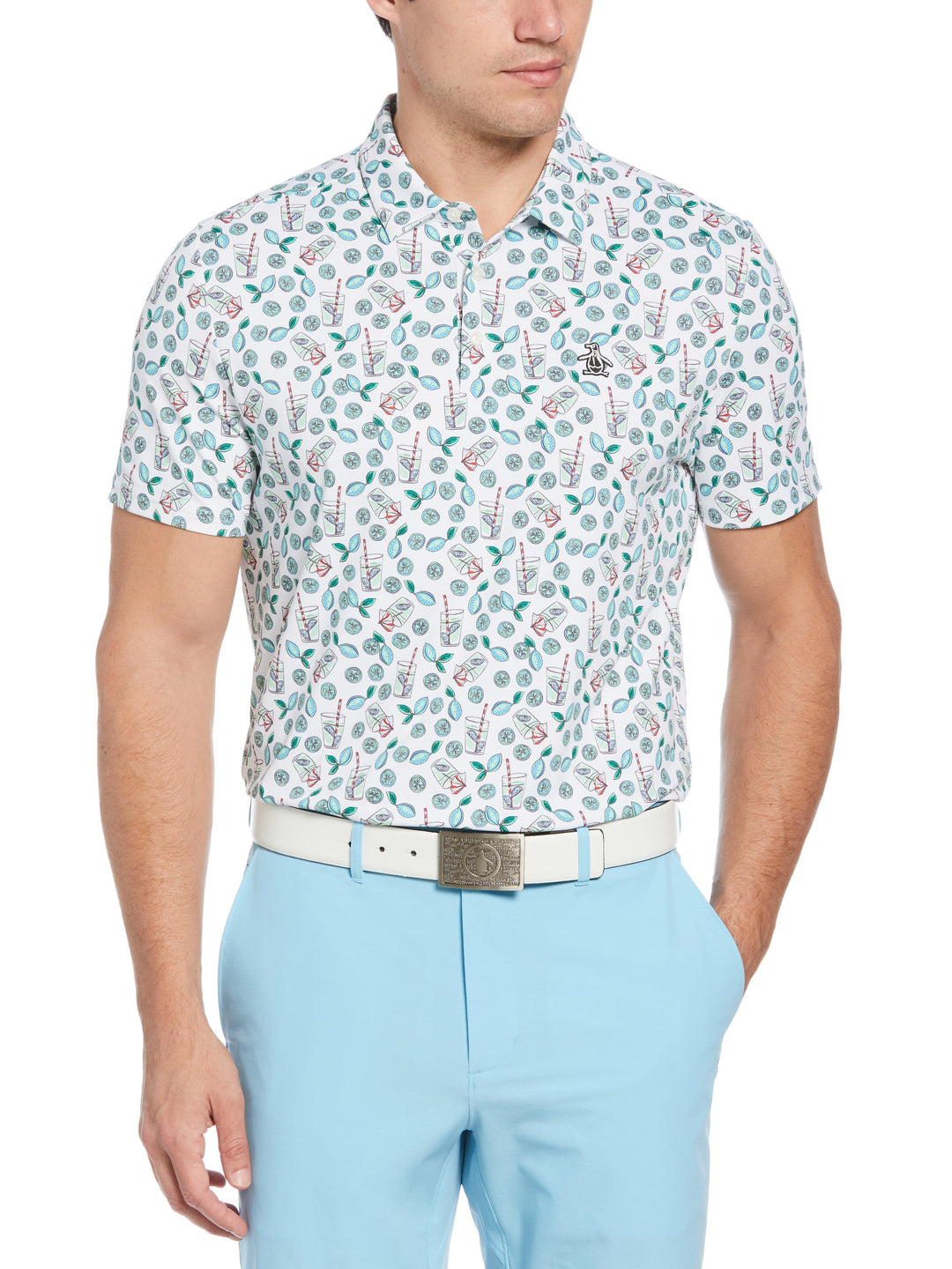 Lemonade Print Golf Polo (Bright White) 