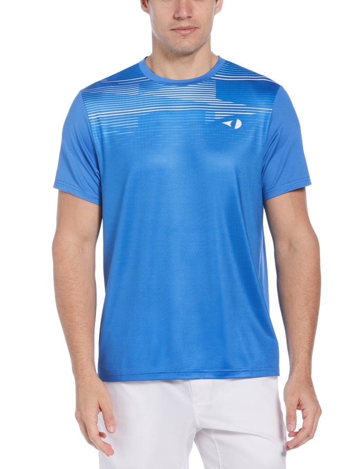 Linear Chest Printed Tennis Tee (Egyptian Blue) 
