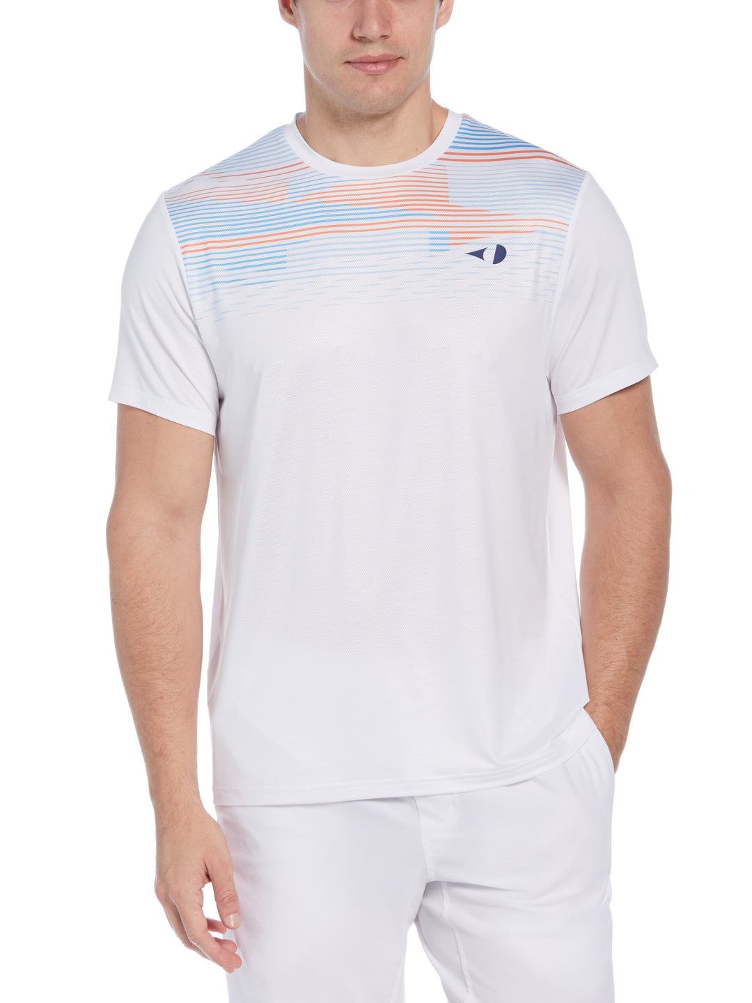 Linear Chest Printed Tennis Tee (Bright White) 