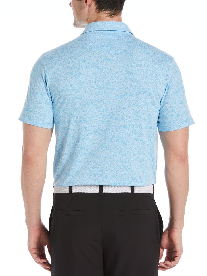 Micro Floral Golf Polo (Blue Grotto) 