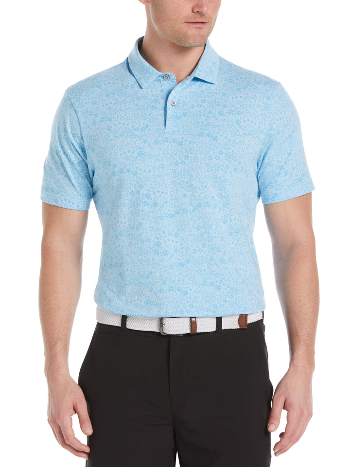 Micro Floral Golf Polo (Blue Grotto) 