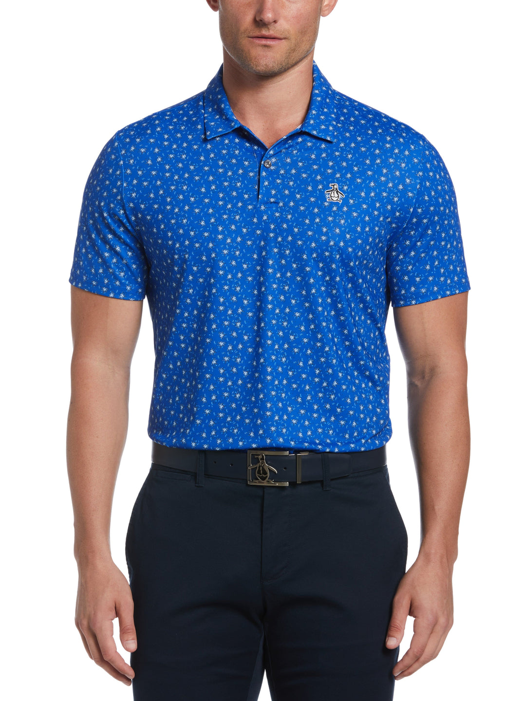 Micro Octopus Print Golf Polo (Blue Tattoo) 