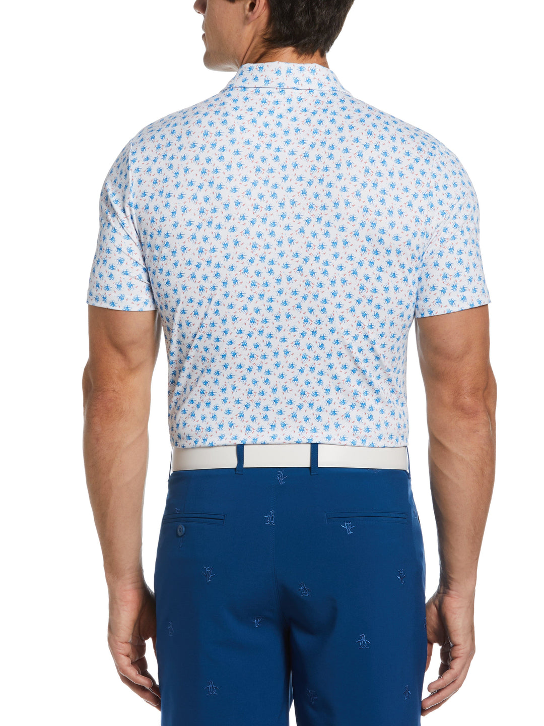 Micro Octopus Print Golf Polo (Bright White) 