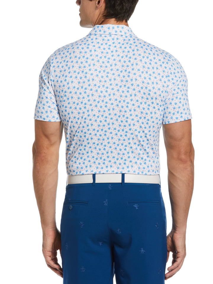 Micro Octopus Print Golf Polo (Bright White) 