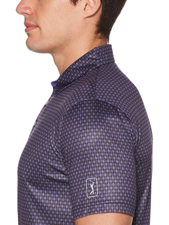 Men's Mini Leaf Print Short Sleeve Polo