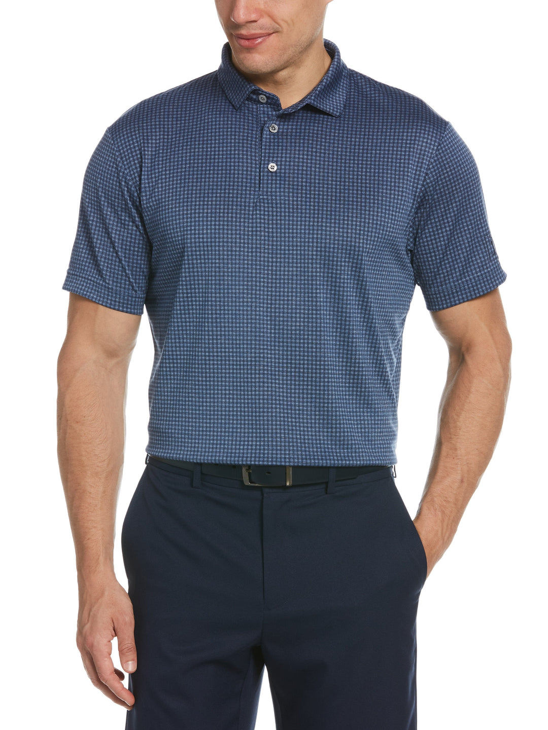 Men's Mini Windowpane Heathered Golf Polo