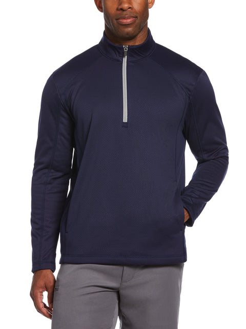 Men's Mixed Texture Fleece 1/4 Zip Golf Jacket
