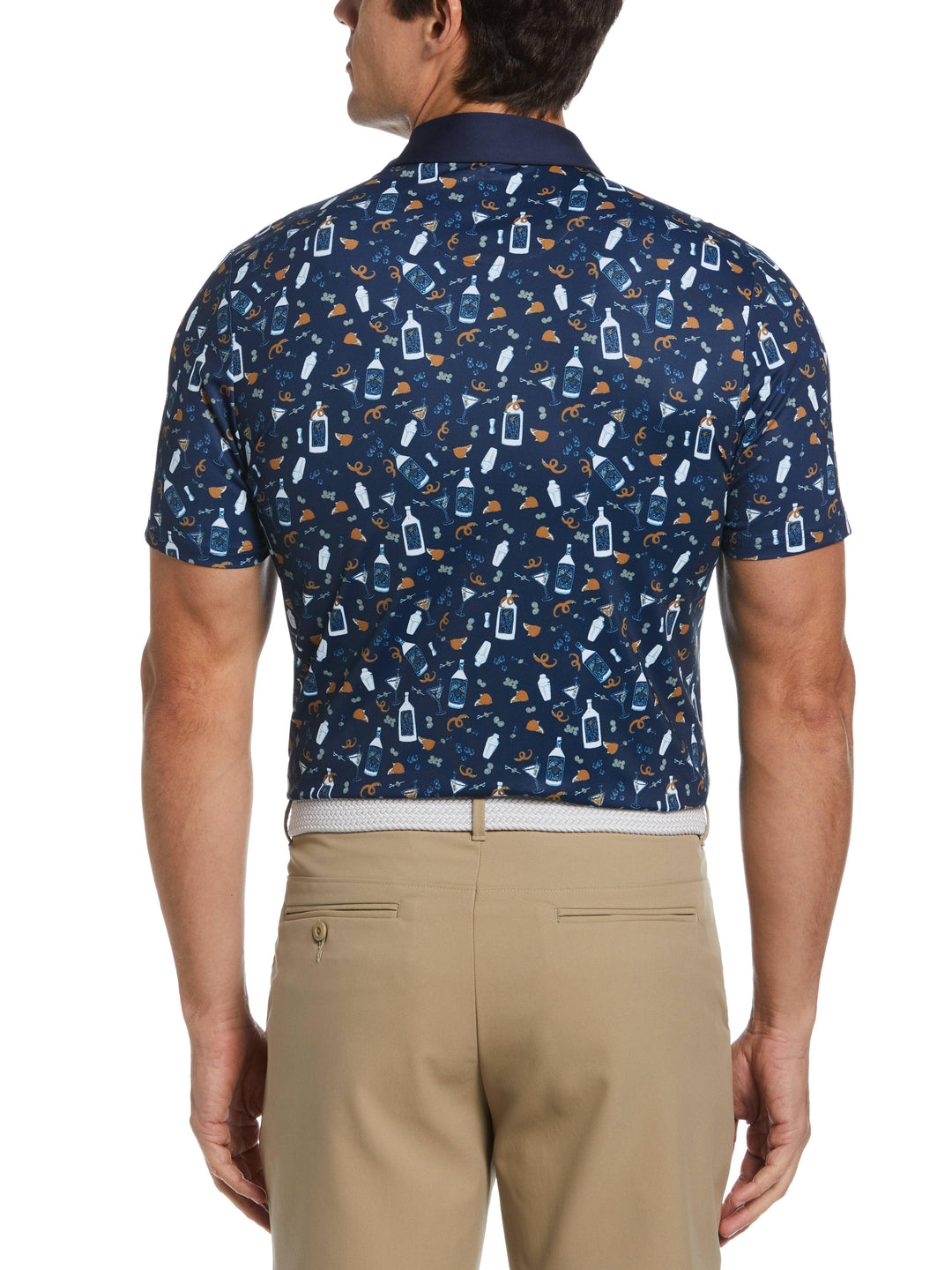 Men's Novelty Martini Print Golf Polo
