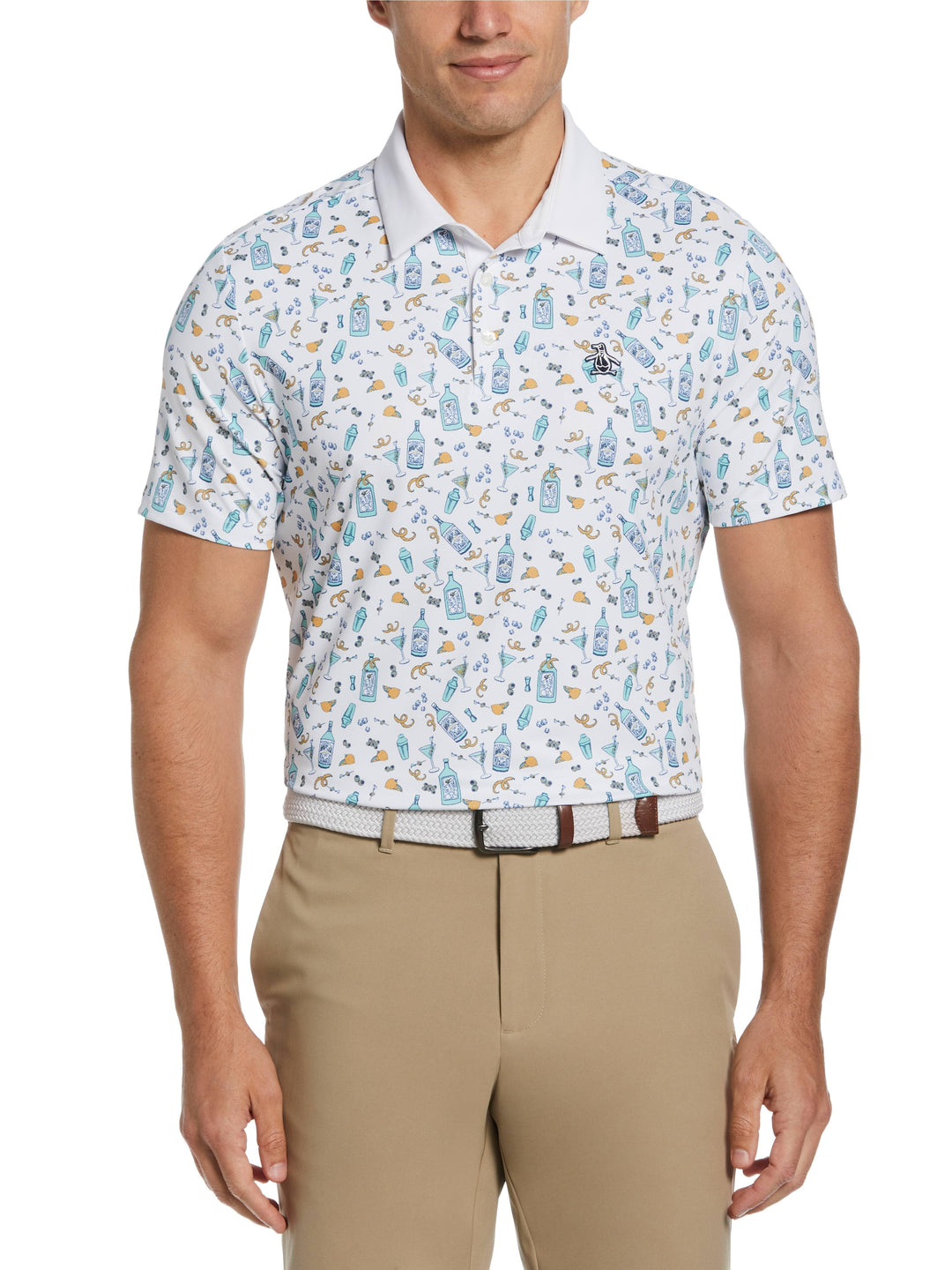 Men's Novelty Martini Print Golf Polo