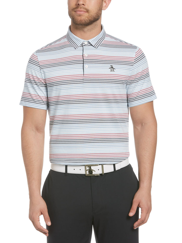 Men's Ombre Fine Line Stripe Golf Polo Shirt