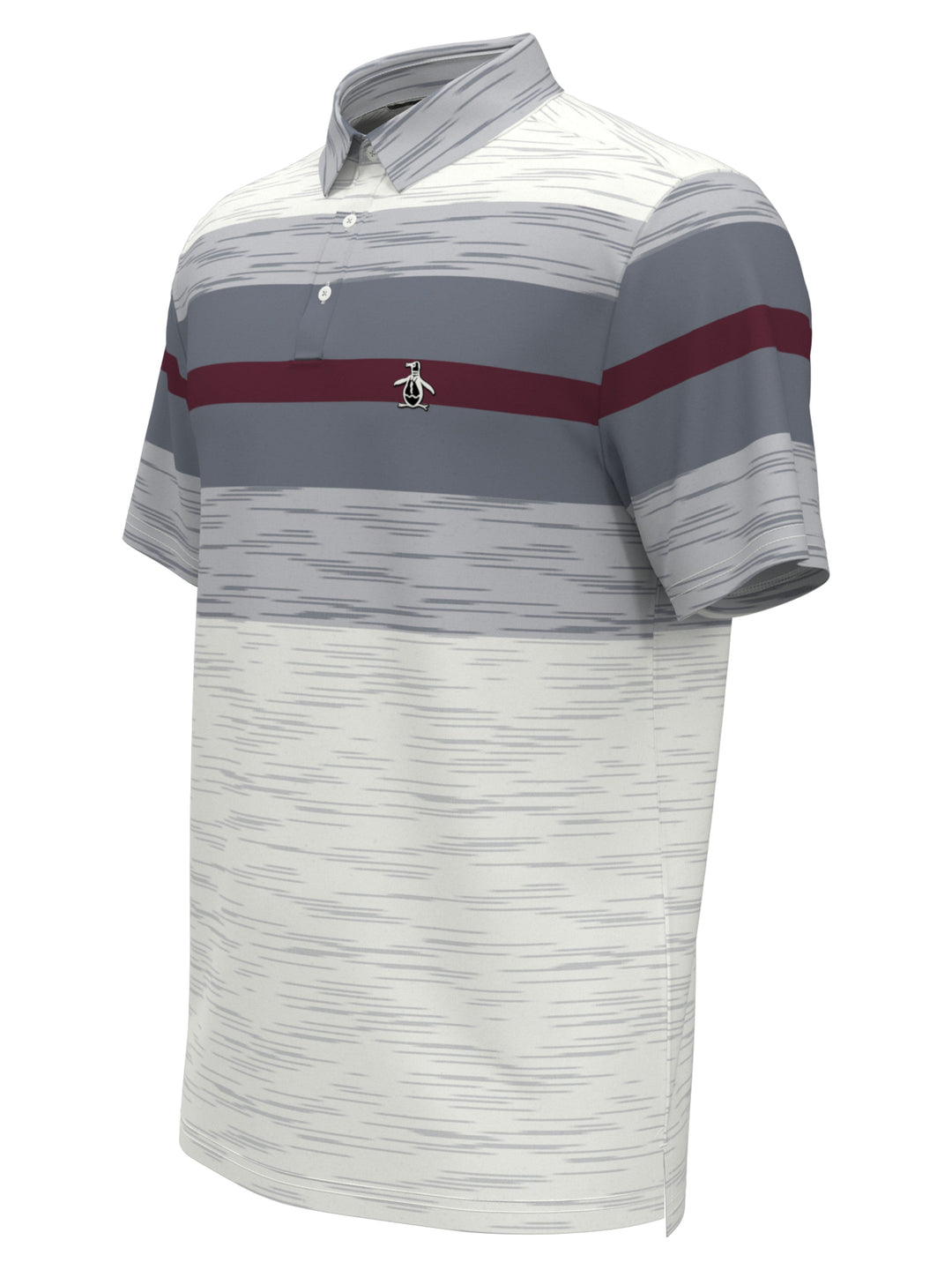 Ombre Slub Color Block Golf Polo (Bright White) 