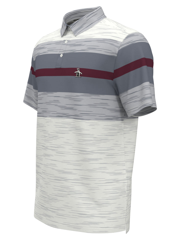 Ombre Slub Color Block Golf Polo (Bright White) 