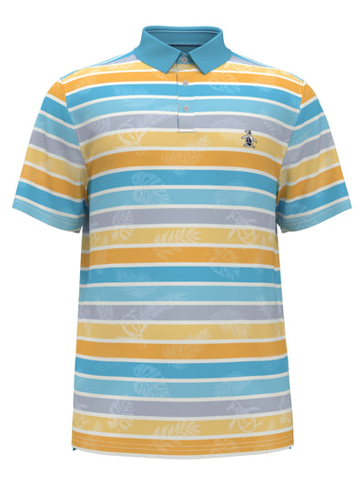 Original Resort Stripe Print Golf Polo Shirt (Aquarius) 
