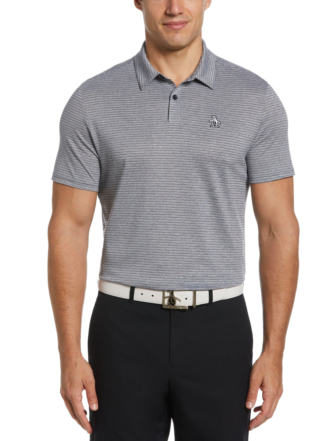 Oxford Fine Stripe Golf Polo (Black Iris) 