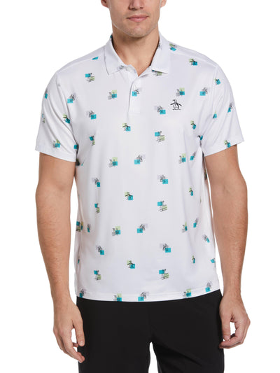 Performance Heritage Print Tennis Polo (Bright White) 