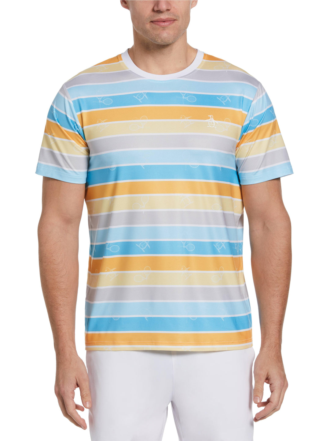 Performance Resort Stripe Tennis Tee (Bright White) 