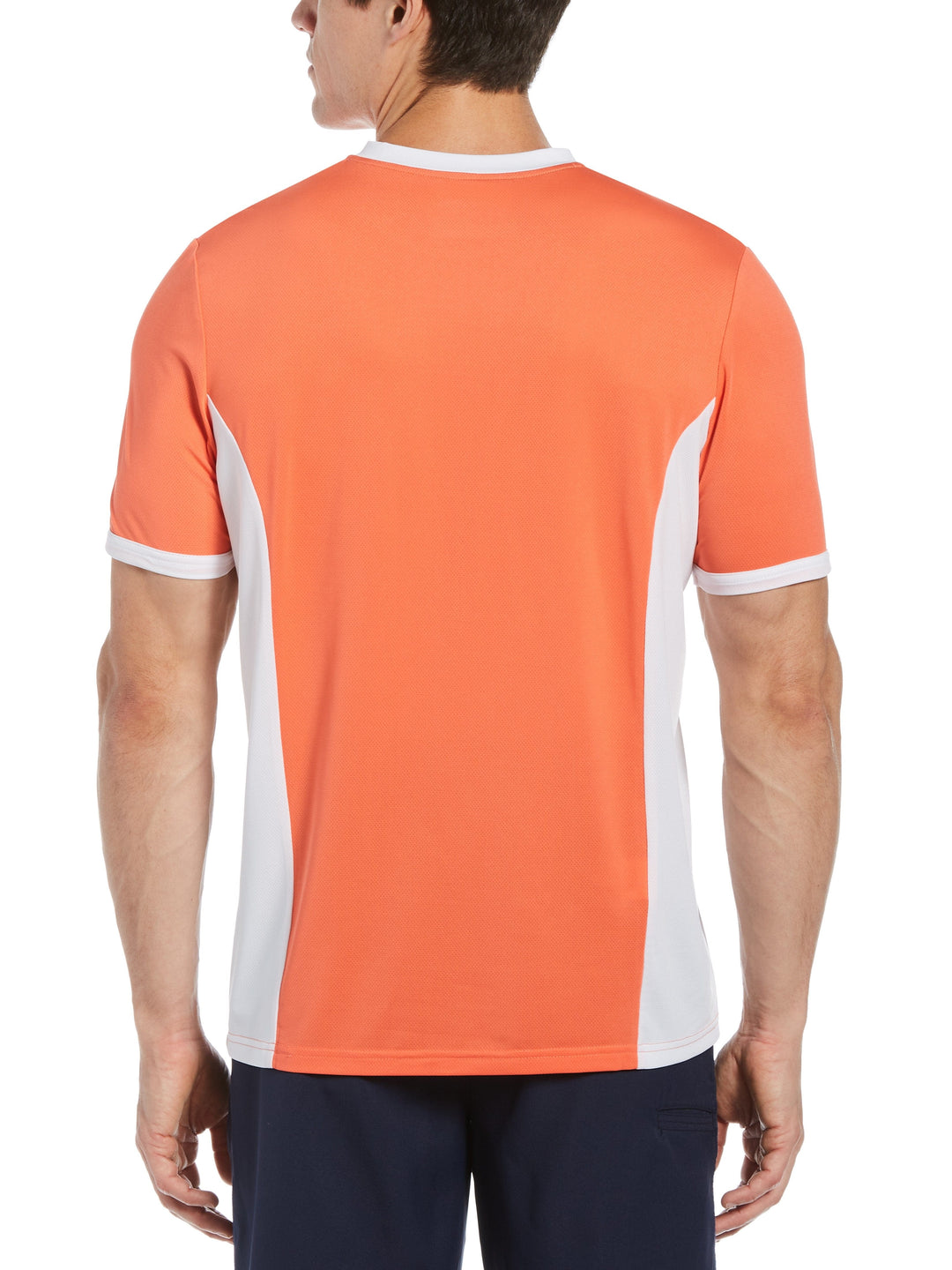 Men's Pieced Print Chest Stripe Crew Neck Tennis Tee