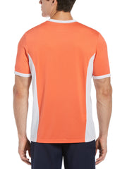 Men's Pieced Print Chest Stripe Crew Neck Tennis Tee