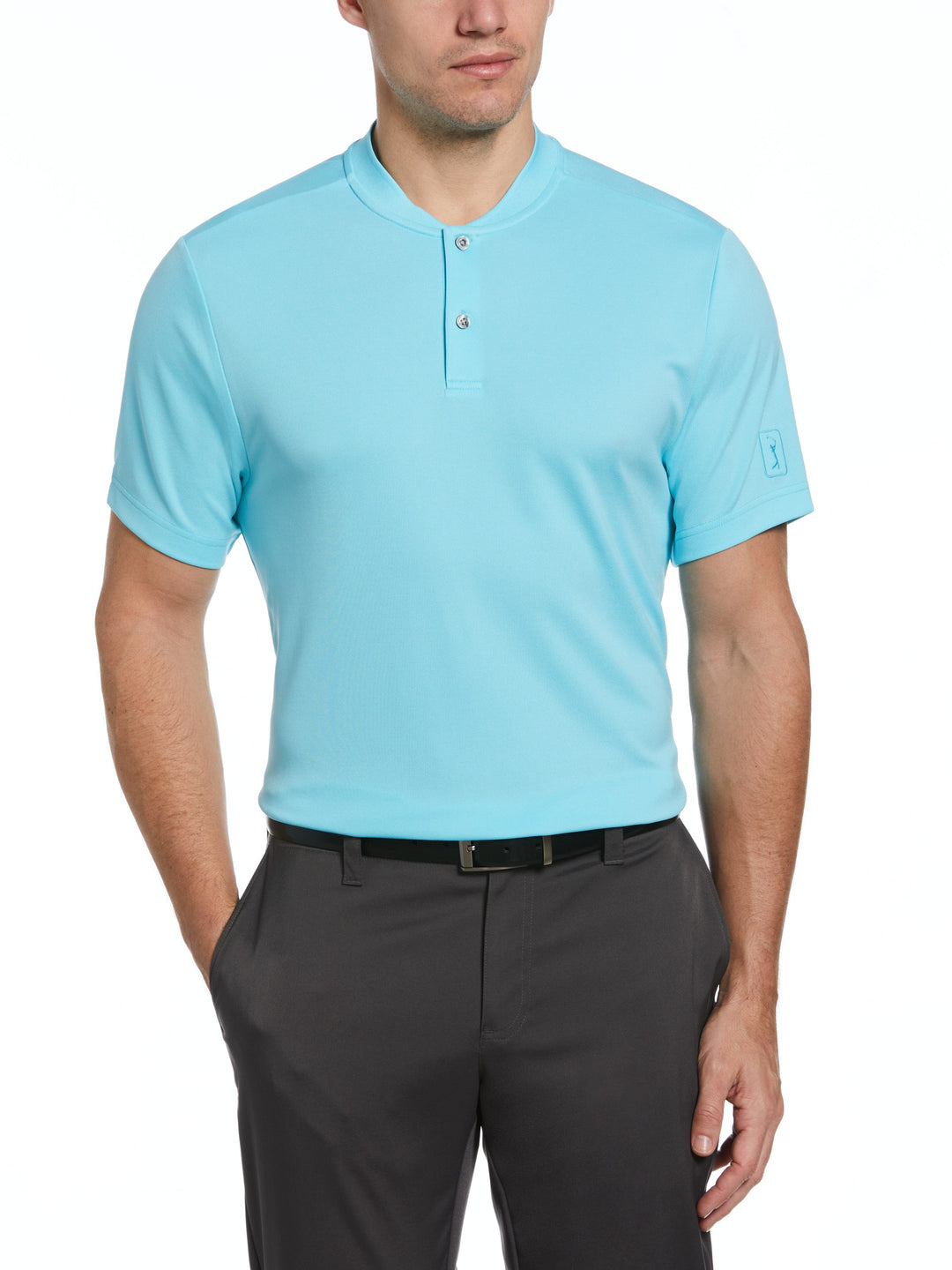 Baseball Collar Pique Golf Polo (Bluefish) 