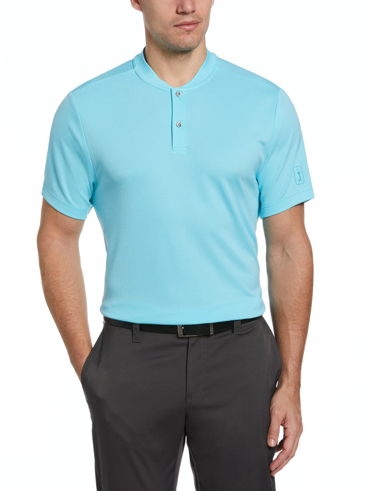Baseball Collar Pique Golf Polo (Bluefish) 