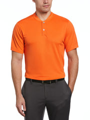 Baseball Collar Pique Golf Polo (Vermillion Orange) 