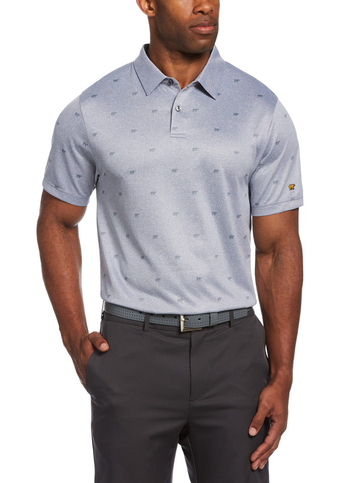 Printed Bear Textured Heather Golf Polo (Flint Stone Htr) 