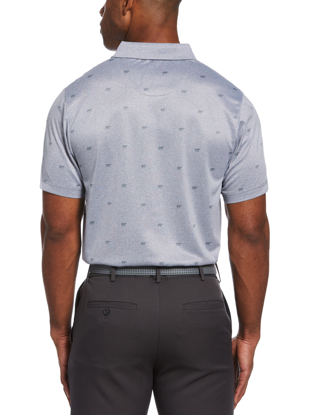 Printed Bear Textured Heather Golf Polo (Flint Stone Htr) 